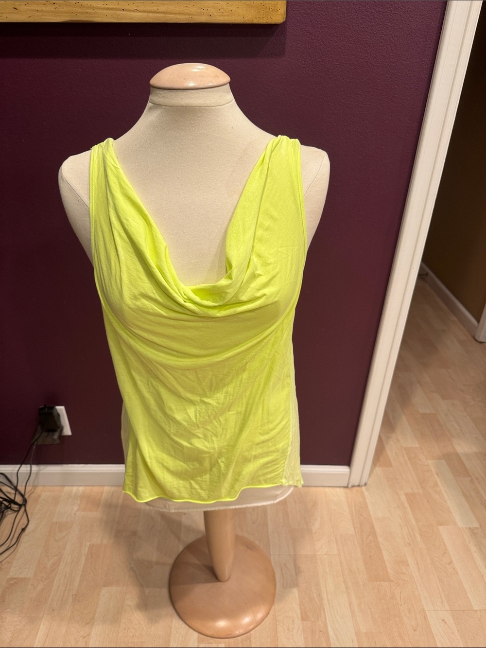 Women’s Neon Yellow Sleeveless Cowl Neck Top